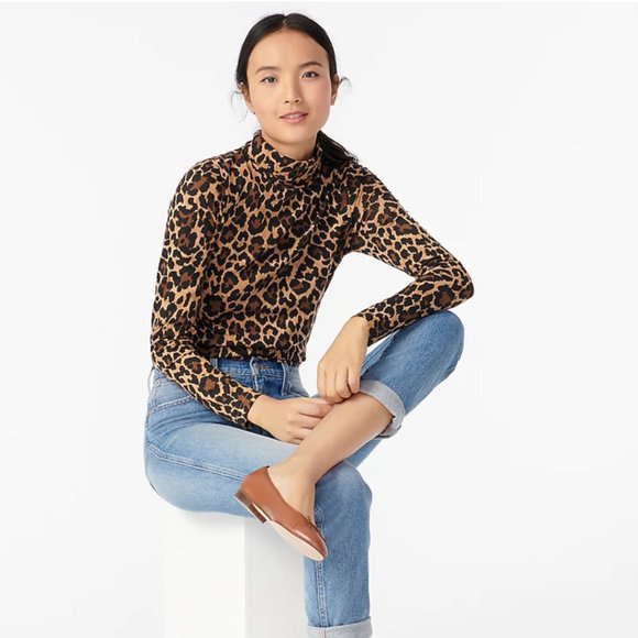 J. Crew Tissue Turtleneck in Leopard - Picture 1 of 4